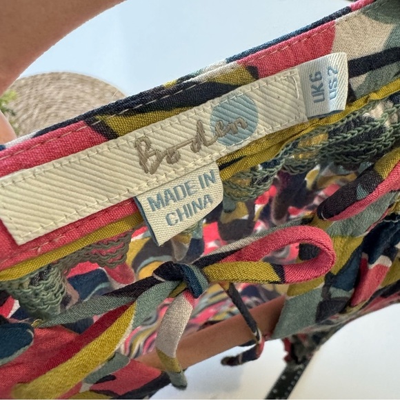 Boden Womens Multicolor Floral Tie Neck Blouse‎ Top 3/4 Sleeve Sz 2 - Picture 7 of 10